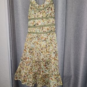 NWT Dress Forum Green Floral Midi Backless Dress